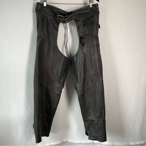 Harley Davidson Leather Motorcycle Chaps Mens XL customized